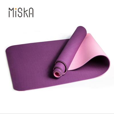 China High Quality Custom Logo 6mm Thickness Anti Slip Double Layer Pilates Band Yoga Mat for sale