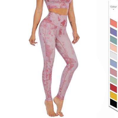 China Logo Yoga Pants Booty Workout Antibacterial Custom Tights Plus Size High Ruched Tie Dye Butt Crac! crack! leggings for women for sale