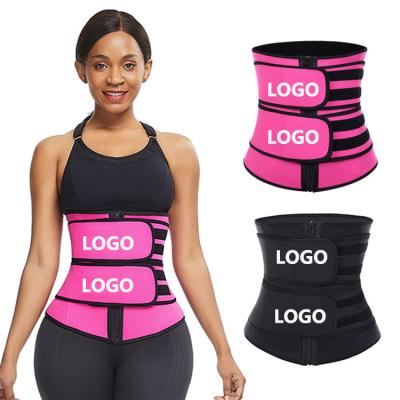 China Private Label 2021 Steel Boned Double Waist Shaper Belt Logo Women Shapewear Antibacterial Custom 9 Latex Plus Waist Strap Waist Trainer for sale