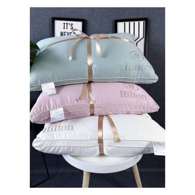 China Cheap Anti-Static Down Sleep Collection Luxurious Paris Quilted Double Line Hotel Hilton Pillow With Bag for sale