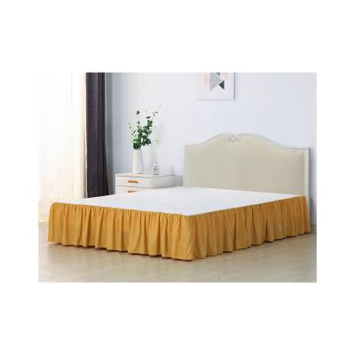 China Luxury Hotel Home Quality 14 Inch Drop Bed Outer Hood Solid Polyester Ruffle Wrap Around Bed Skirt for sale