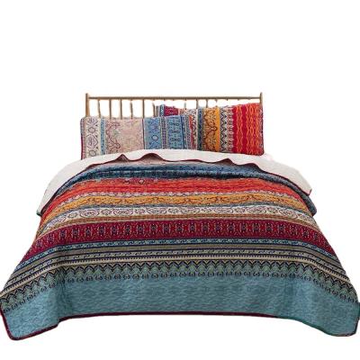 China 2021 Anti-Static Bedding King Size Printed Bedspread Bed Cover Set 100%cotton Bohemian Comforter Set for sale