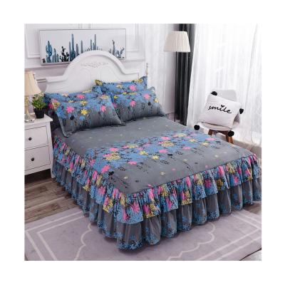 China Big Sale Eco-friendly High Quality Polyester Cotton Bed Skirt And Pillowcase 3PCS Bed Skirt Set for sale