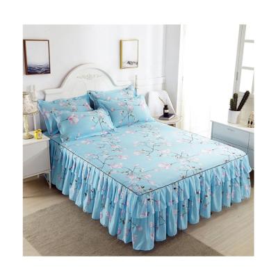 China 2021 Hot Sale Cotton Hotel Wedding 3PCS Bedding Set Floral Home Decoration Bed Skirt Set for sale