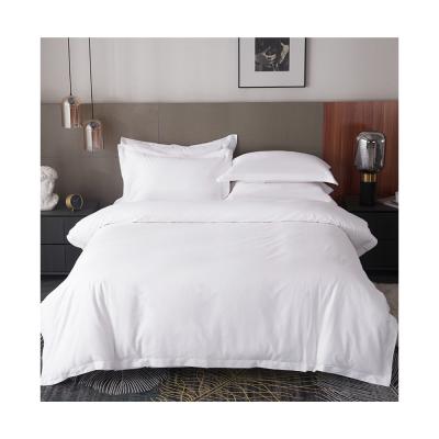 China Nondisposable High Quality Custom Made White Satin 4pcs 60S Cotton Hotel Bedding Sheet Duvet Cover Set for sale