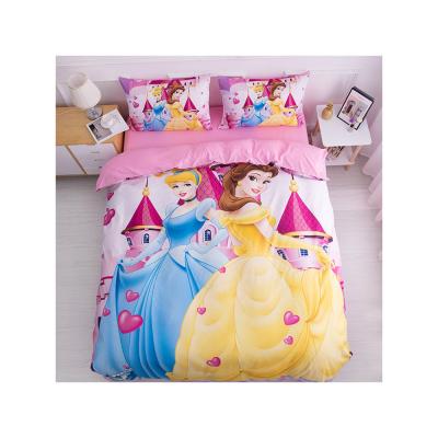 China New 2021 3D Unicorn Cartoon Printing Anti-static Luxury Bed Sheet Skin Friendly Four Piece Children Kids Bedding Set for sale