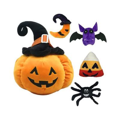 China New Design Eco-friendly Zipper Throw Filled Toys Set Home Decor Halloween Plush Pumpkin Pillow for sale