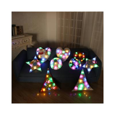 China New Custom Anti-static LED Light Shaped Christmas Throw Cushion Decoration Halloween Pillow Cover for sale