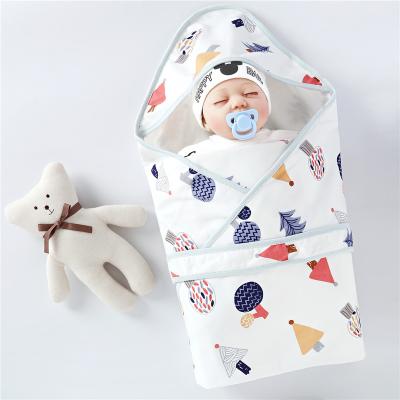 China Wholesale Anti-Static Custom Printed Organic Muslin Gauze Newborn Cotton Hooded Blanket Wrap Blankets for sale