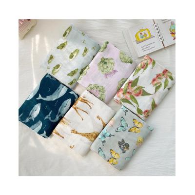 China Wholesale Anti-Static Baby Blanket Customized Printing 100% Bamboo Cotton Baby Muslin Wrap Blanket for sale