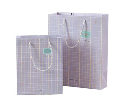 China Hot Sale Recycled Materials SY Cheap Customized Eco-friendly Striped Plaid Colorful Tote Paper Bags With Gift Shopping for sale