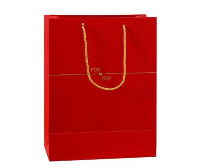 China Customizable Good Quality Materials SY Materials SY Ribbon Red Party Packaging Paper Bags Customizable Holiday Rope Bags With Logo for sale