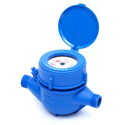 China Best Selling Brazil ISO 4064 Flow Meter Adjuster Dry External Dial Water Meter Multi-jet Nylon Plastic Class B 15mm for sale