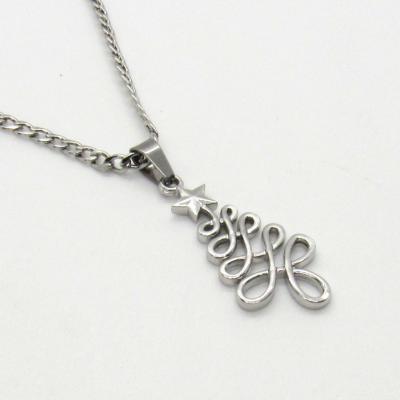 China New Eico Cute Design Silver Curve Christmas Tree Necklaces For Women Gift Charm Stainless Steel Necklace Jewelry for sale