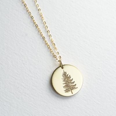 China Eico Cute Hot Sale 18k Gold Plated Christmas Tree Circle Pendant Necklace For Couples Custom Christmas Gift Letter Necklace Jewelry for sale