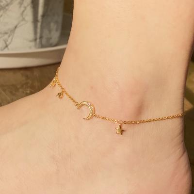 China FASHIONABLE Wholesale Eico Bling Star Anklet Gold Plated Moon Anklet for sale