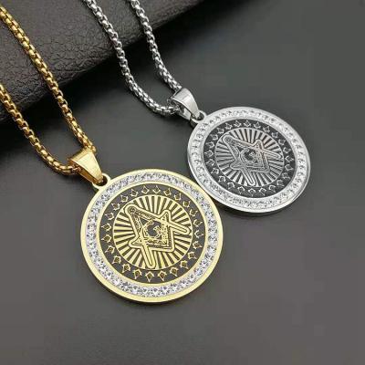 China Hiphop Eico Hip Hop Eye of God Titanium Steel Pendant Necklace Diamond Stainless Steel Necklaces Men for sale