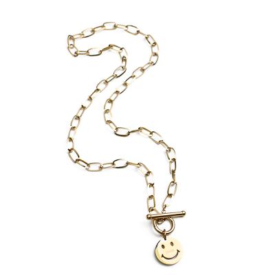 China Eico Gold Jewelry Stainless Steel TRENDY Necklace Smiley Face Necklace for sale