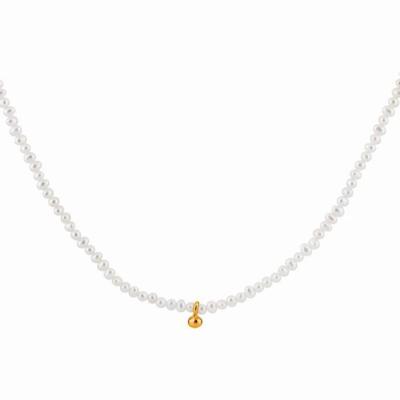 China Eico 2021 FASHIONABLE 18K Gold Natural Pearl Necklace Simple Classic Elegant Pearl Set Pearl Necklace for sale