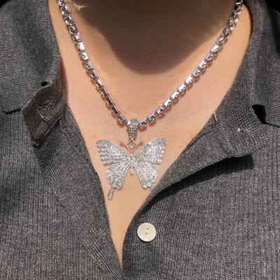 China Eico Fashion Bling Crystal Jewelry Necklace Custom Big Butterfly Tennis Necklace 2020 for sale