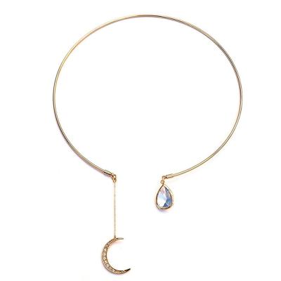 China Eico Moon Crystal Necklace Gold Filled Charm Crystal Stone Necklace for sale