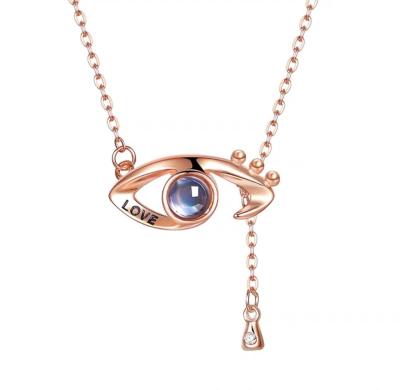 China Hot Sale Rose Gold Necklaces 2021 Eico Evil Eye Necklace 925 Sterling Silver Pendant Necklace Women Romantic Fashion New for sale