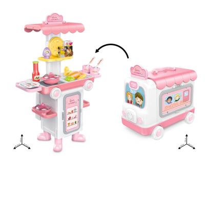 China Pretend Play Toy Set 2 in 1 Bus Shift to Kitchen Play Set Kids Toys for Wholesale for sale