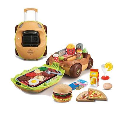 China Multifunctional plastic car hamberg pre-school kitchen kitchen toy playing house set to simulate fast food toy for kids à venda