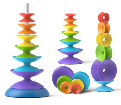 China Early Educational Toys Silicone Spinning Stack And Balance Stacking Toys For Children for sale