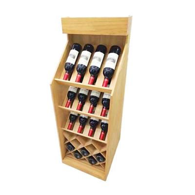 China Sustainable Wooden 3 Tier Red Wine Display Rack Cabinet For Supermarket for sale