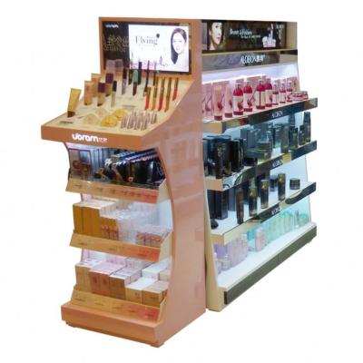 China Eco - Friendly Cosmetics Retail Store Shampoo Floor Paper Cardboard Display Stand for sale