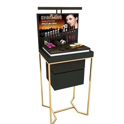 China OEM Eco-friendly Custom Acrylic Countertop Makeup Lipstick Organizers Metal Cosmetics Display Stand for sale