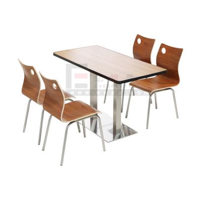 China Modern Pubilc Area Wooden School Cafe Or Canteen Furniture Ergonomic Design And Dining Use Table And Chair For Four Person for sale