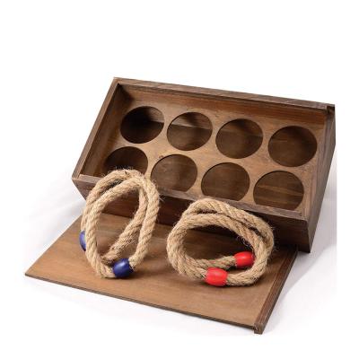 China Hot Selling Home / Wooden Ring Rope Throw Game Throwing Ring Table Game Set Outdoor Yard Game For Kids for sale