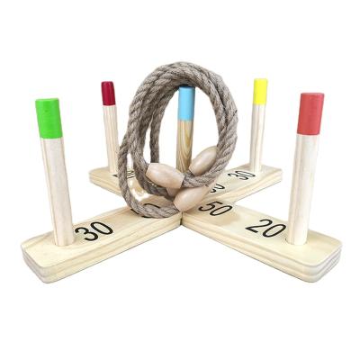 China Construction Toy Hot Sell Wood Ring Toss Play SET Factory Outdoor Sport Wooden Toy for sale