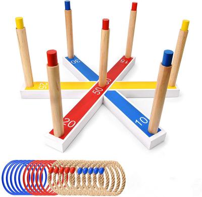 China Wooden Ring Toss Ring Toss Set 5 Wooden Ring Toss Game Garden Wooden Toys for sale