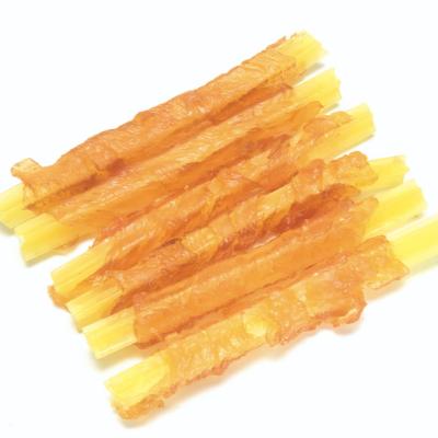 China Stocked 2022 New Products Chew High Quality Rawhide Dehydrated Dog Snacks Chicken Stick With Cheese for sale