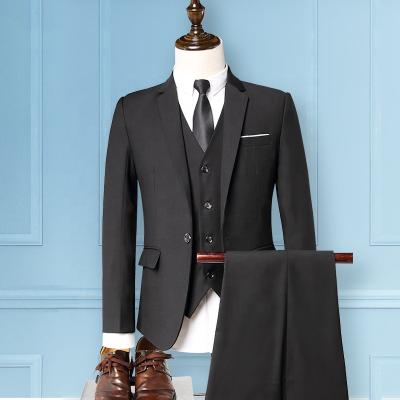 China Hyfm004 Men's Wedding Dress Men's Three-Piece Self-cultivation British Style Suit Anti-wrinkle Suit Groom Suit Small for sale