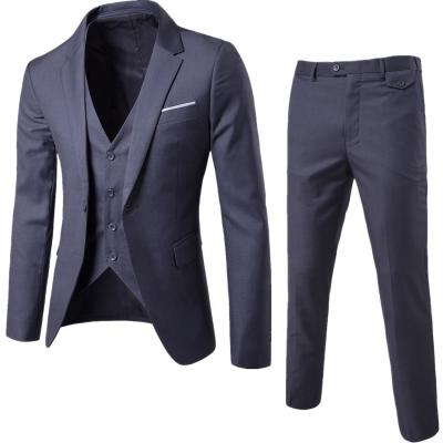 China Hyfm001 2021 Anti-Wrinkle Mens Suits 3 Pieces Coat Mens Formal Wedding Suits Single Breasted Vest Pants For Men for sale