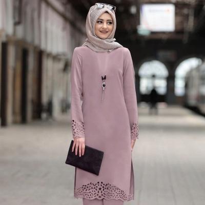 China New Design Modest Muslimah Styling NY001 Cotton-polyester Burnt With Work Print Abaya Dubai Muslim Dress for sale