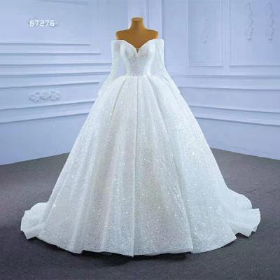 China Jancember Rsm67276 Ladies Wedding Dress Long Sleeve Anti-static Modern Simple Top Tube Pearl Bridal Dress for sale