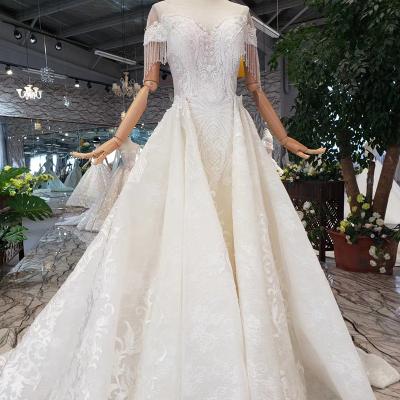 China Anti-static luxury bridal mermaid tassel wedding dress party HTL334 chinese wedding dress lengha for sale