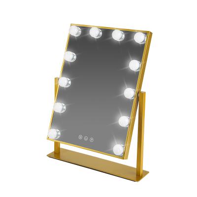 China 12pcs Hollywood Gold Lighted Vanity Mirror with Lights Vanity Hollywood Makeup Mirror for sale