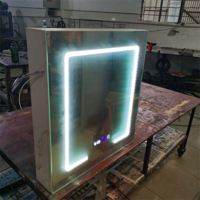 China Modern Smart Mirror Cabinet Bathroom Vanity Cabinet With LED Clock Touch Sensor Switch IP44 Waterproof And Anti-fog Function for sale