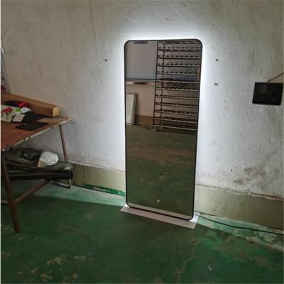 China Eco-friendly Wholesale Bathroom Floor Standing Cloakroom Full Body Touch Mirror Led Lighting Mirror Dressing Mirror Bed Set for sale