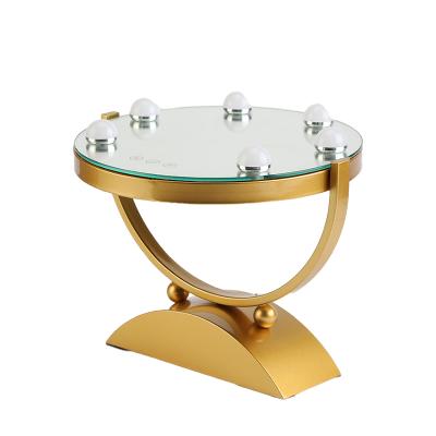 China Wholesale Round Hollywood Style LED Lighted Vanity Lighted Makeup Mirror Gold for sale