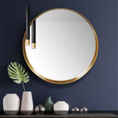 China Double Arm Extend Factory Gold Frame Round Mirror 800mm Gold Wall Mirror Living Room for sale