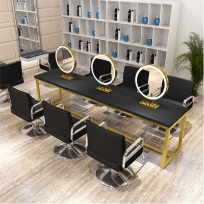 China Lighted Salon Mirror With Lights Led Beauty Barber Shop Standing Mirrors Round Led Salon Mirror for sale