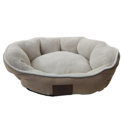 China Viable New Color Size Brand Customized FBA Round Large Dog Beds Wholesale Short Plush Dog Bed for sale