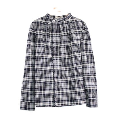 China EVERGLOW-Ladies Breathable Cotton Blends Checked Yarn Dye Long Sleeve Ladies Blouse for sale